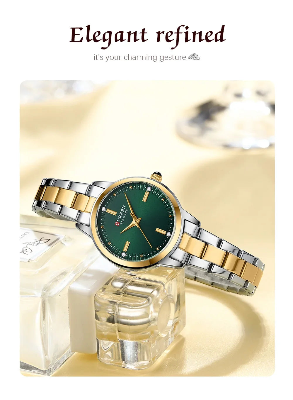 CURREN Women's Watches Fashion Original Quartz Wrist Watch for Ladies Roman Dial Dazzling Diamond Waterproof Luminous Luxury New