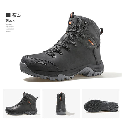 Zapatos de senderismo HUMTTO, botas de caza impermeables para hombre, botas tácticas de combate para desierto hasta el tobillo, botas de trekking para hombre y mujer, zapatillas cálidas de cuero