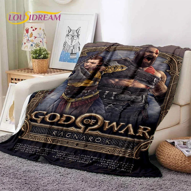 God of War Games Kratos Cartoon Soft Flannel Blanket for Beds Bedroom Sofa Picnic,Throw Blanket for Cover Outdoor Leisure Gift
