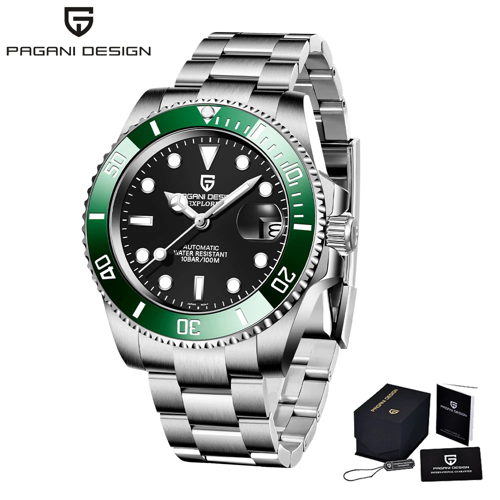 PAGANI DESIGN Fashion Men's Sports Automatic Mechanical Watch NH35 Stainless Steel Sapphire waterproof watch reloj hombre PD1661