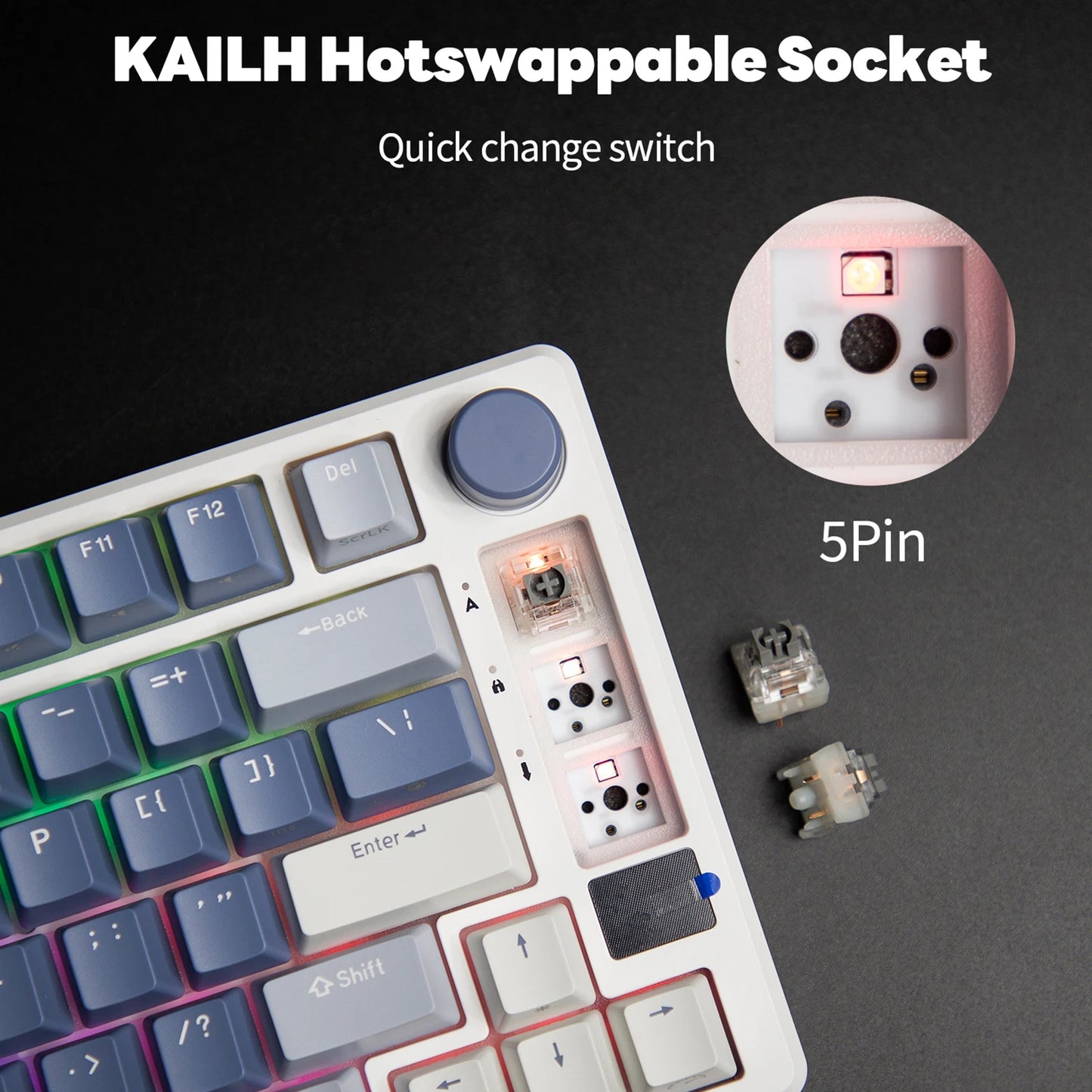 RK ROYAL KLUDGE M75 2.4G Wireless/Bluetooth/USB-C Mechanical Keyboard 81 Keys RGB Hot-Swappable Gasket Gamer Keyboard with Screen