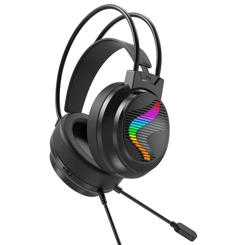 Casque de jeu Acinaci J11 pour PS4 PC Xbox One PS5 Switch via prise audio 3,5 mm, avec micro, lumière LED