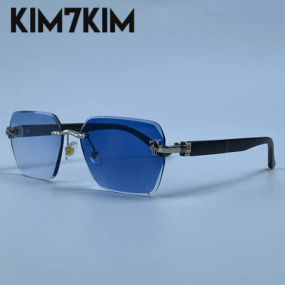 Square Rimless Photochromic Sunglasses Men Vintage Sun Glasses 2026 Luxury Designer Shades Male Cut Lenses Frameless Eyewear