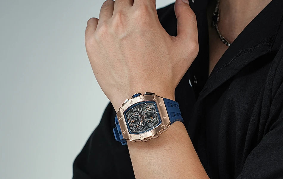 TSAR BOMBA Neue TB8204 Uhr für Herren, Japanisches Quarz-Chronographenwerk, 50M wasserdichte Armbanduhr, modische Sportuhr, luxuriöses Geschenk für Herren