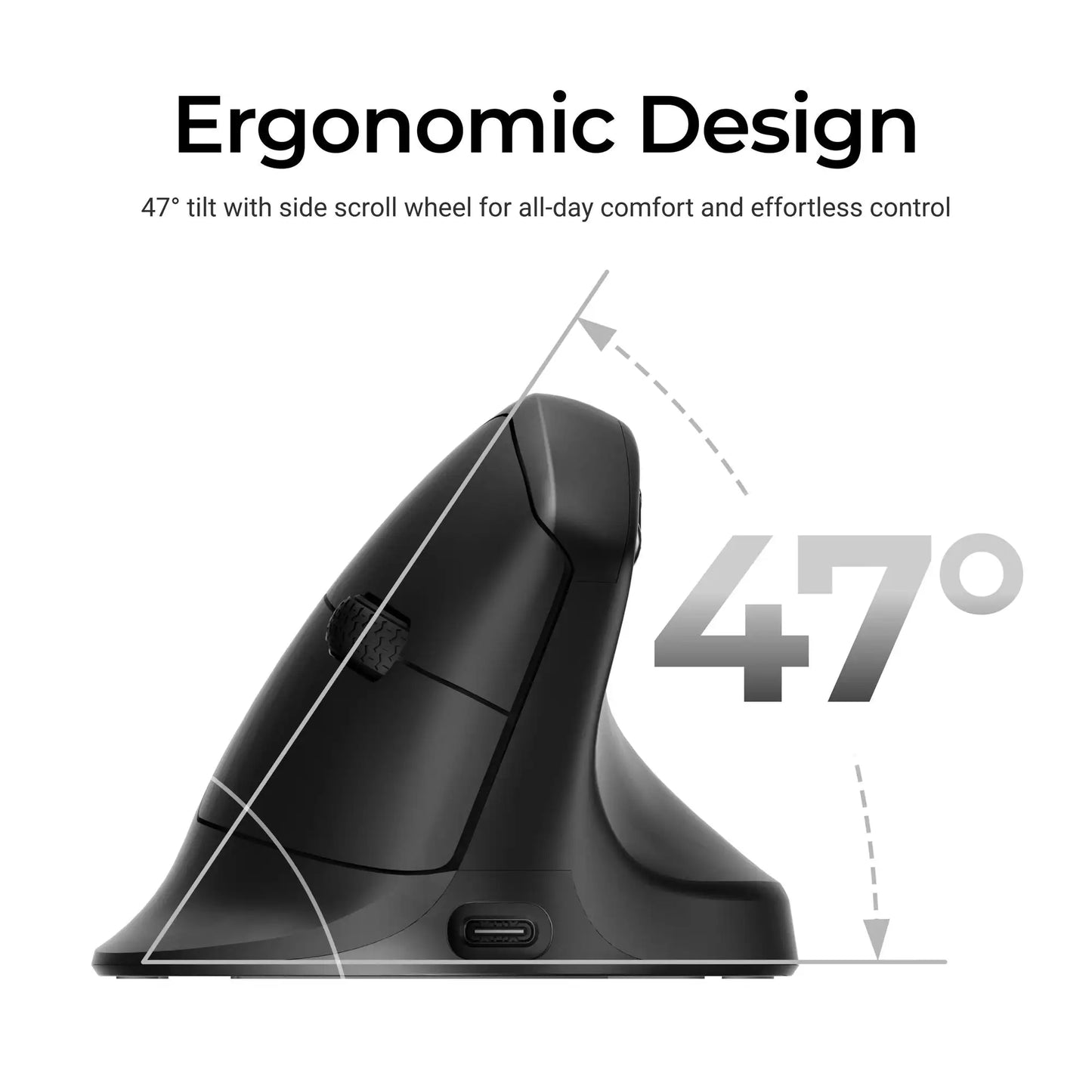 Keychron M5 trådløs ergonomisk optisk mus, 8K polling rate, 2.4GHz og Bluetooth, Type-C, 3950-sensor