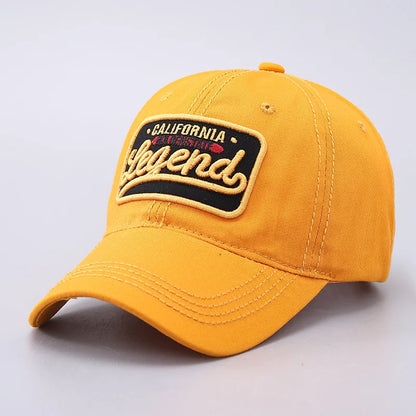 3D letter embroidered baseball cap, all cotton LEGEND washed curved brim hat, suitable for outdoor sports and sun protection