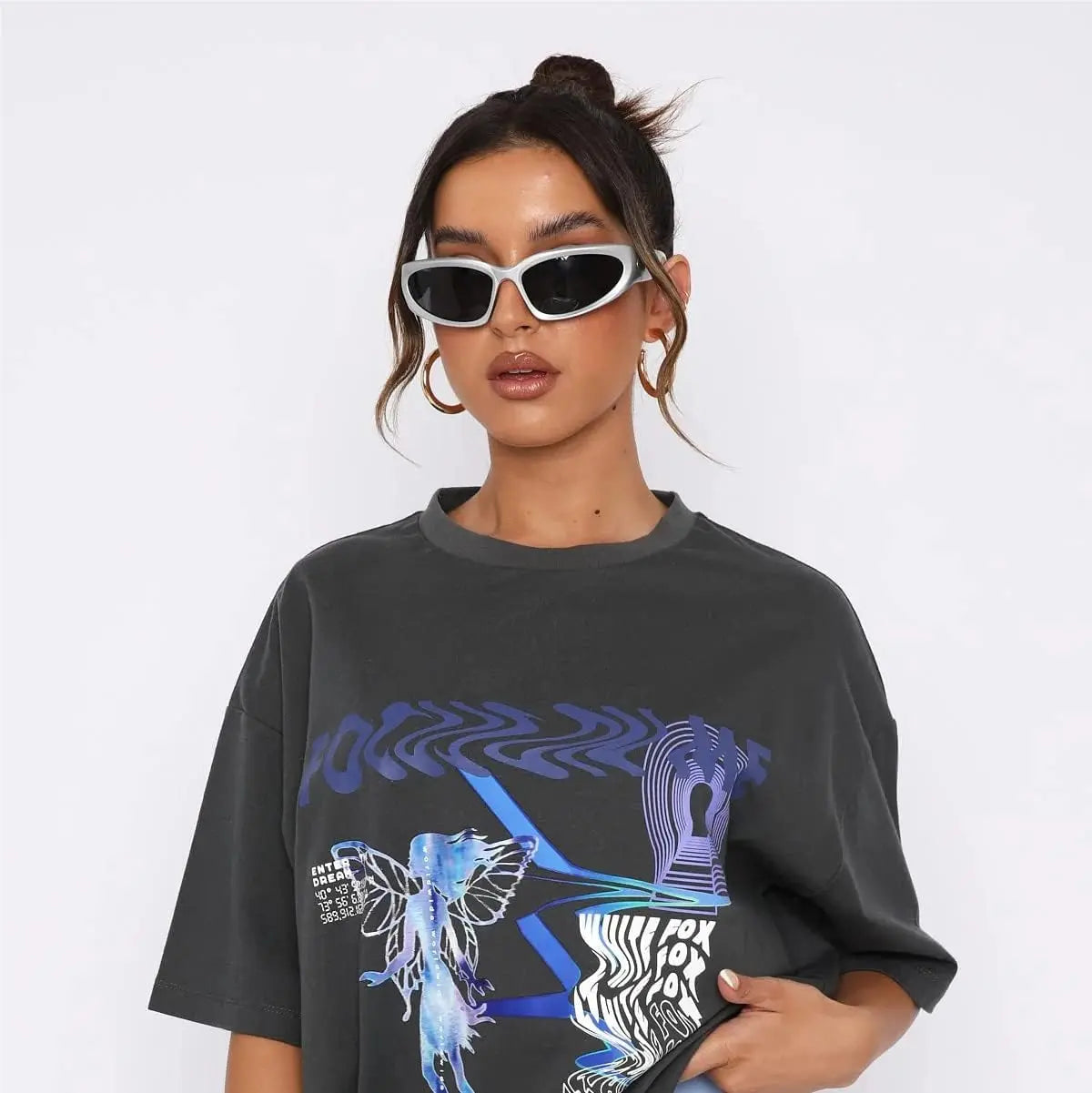 Y2K Wrap Around Sunglasses Fashion Rave Metallic Chrome Space Alien Glasses Futuristic Shades Sports for Women Men