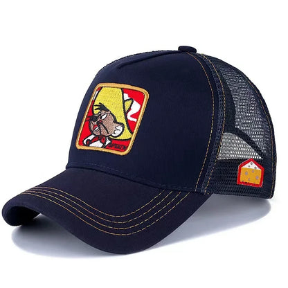 Cartoon Anime Trucker Cap Mesh Back Baseball Hat Adjustable Rabbit Mouse Cat Bird Embroidered Hip Hop Outdoor Sun Hat Boy Gifts