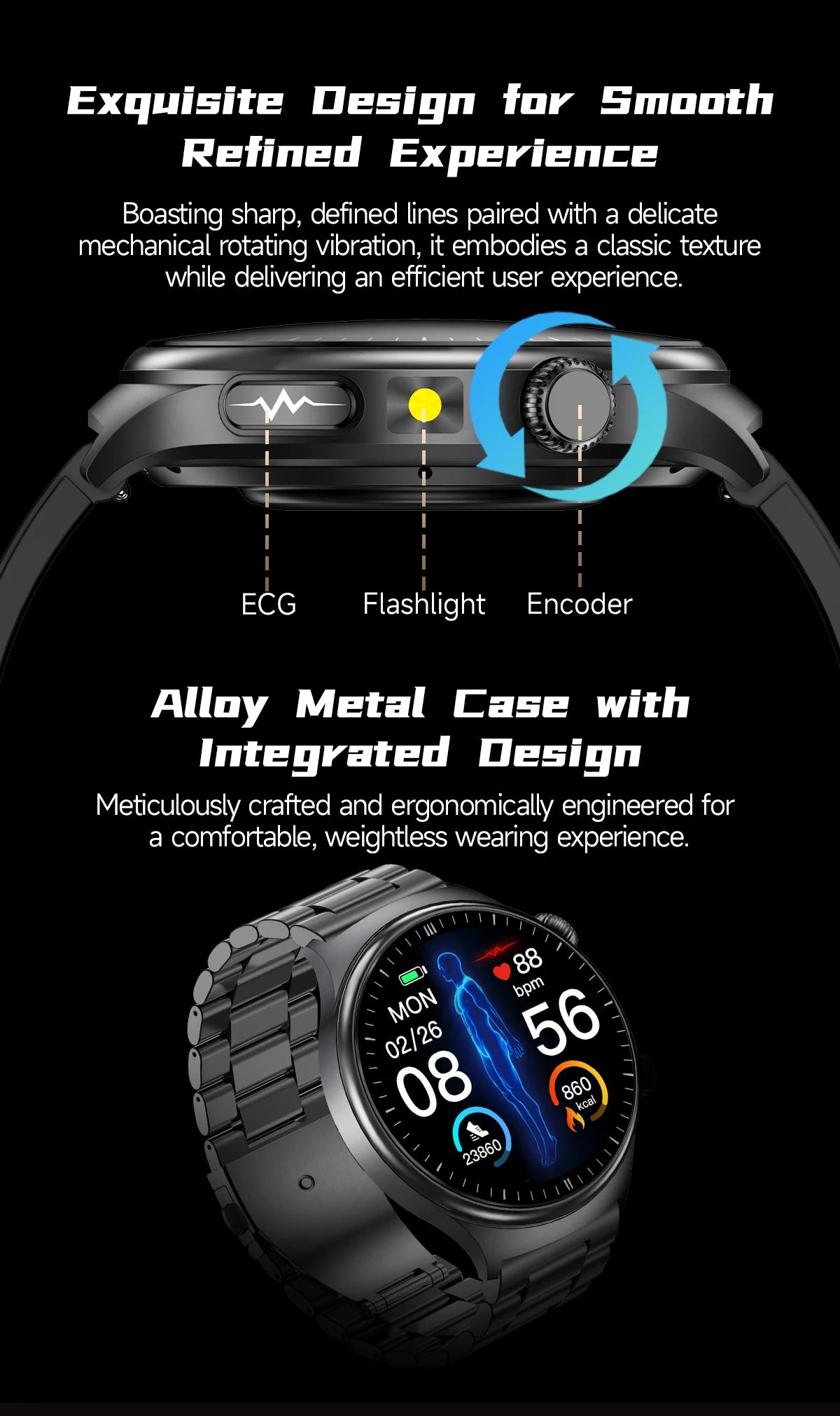 2026New AI-Diagnosis Care Smartwatch ECG+PPG Accurate Uric Acid Blood Pressure Body Fat Five organ Fitness Waterproof Smartwatch