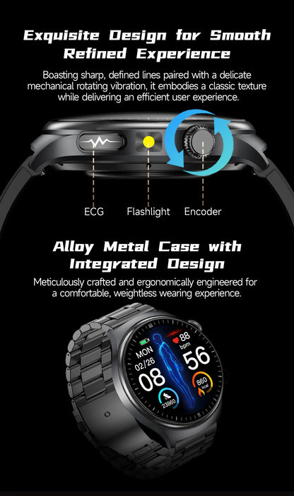 2026New AI-Diagnosis Care Smartwatch ECG+PPG Accurate Uric Acid Blood Pressure Body Fat Five organ Fitness Waterproof Smartwatch
