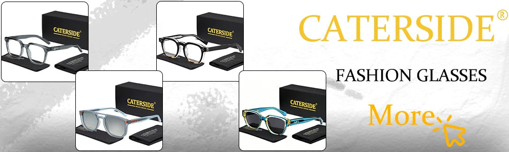 CATERSIDE Men Women Fashion square Frame Sunglasses Daily Wear UV400 Protection Eyewear PC Frame Propionate Pin Legs Sun glasses