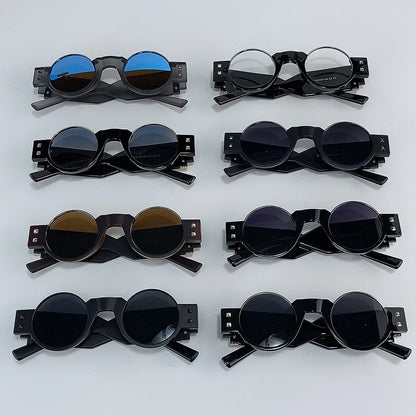 Y2K Punk Gothic Round Sunglasses Men 2026 Luxury Brand Steampunk Wide Temple Thick Frame Sun Glasses For Male Retro Cool Shades