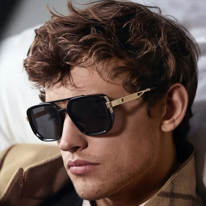 Polarized Square Sunglasses Men 2026 Luxury Vintage Double Bridge Gradient Lens Driving Shades Retro Flat Top Sun Glasses Male