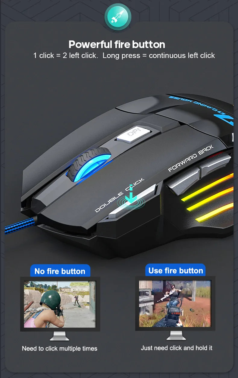 Ergonomic Wired Gaming Mouse 7 Buttons LED 3200 DPI USB Computer Gamer Mouse iMICE X7 Gaming Mouse and mouse pads For PC Laptop