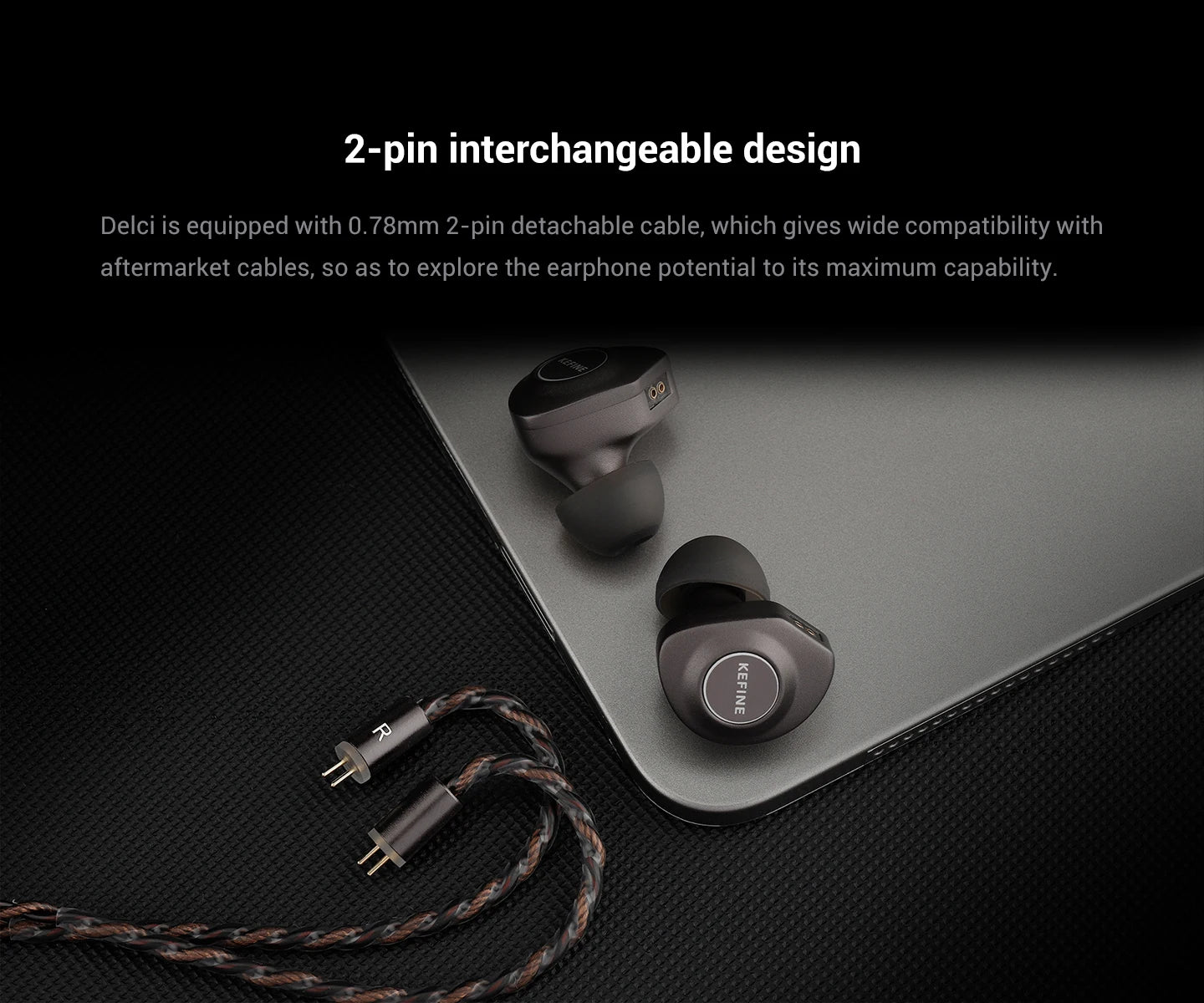 KEFINE Delci 10mm DLC+PU Diaphragm Dynamic Driver Hifi Wired IEM Earphones with CNC Metal & Detachable 0.78mm 2pin 3.5mm Cable