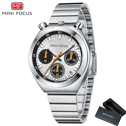 MINI FOCUS Women’s Luxury Quartz Watch – Stainless Steel Strap, Multifunction Dial & Luminous Design