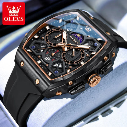OLEVS 2942 Mens Watch Quartz Watch Multifunctional Chronograph Watches For Men 30M Waterproof Luminous Moon Phase Box Original