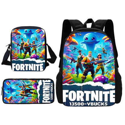 New Game FortniteS Child School Backpack With Shoulder Bag Pencil Bags School Bags for Boys Girls Best Gift