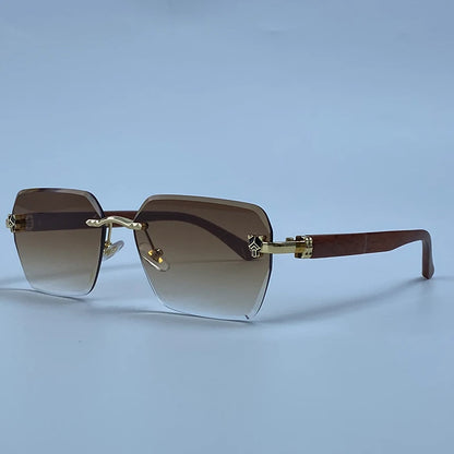 Square Rimless Photochromic Sunglasses Men Vintage Sun Glasses 2026 Luxury Designer Shades Male Cut Lenses Frameless Eyewear