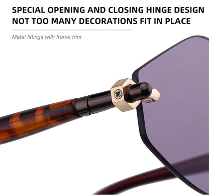 Rimless Polygon Sunglasses Women 2026 Luxury Brand Fashion Retro Sun Glasses Punk Hexagon Eyewear For Lady UV400 Outdoor Shades