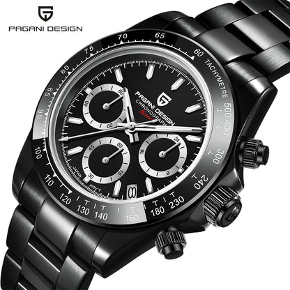 PAGANI DESIGN New Ceramic Bezel Men Quartz Wristwatches Luxurys Sapphire Glass Chronograph 100m Waterproof Stainless Watches Men