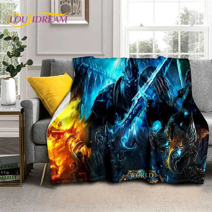 3D World of Warcraft Game WOW Lich King DH Blanket,Soft Throw Blanket for Home Bedroom Bed Sofa Picnic Travel Office Cover Kids