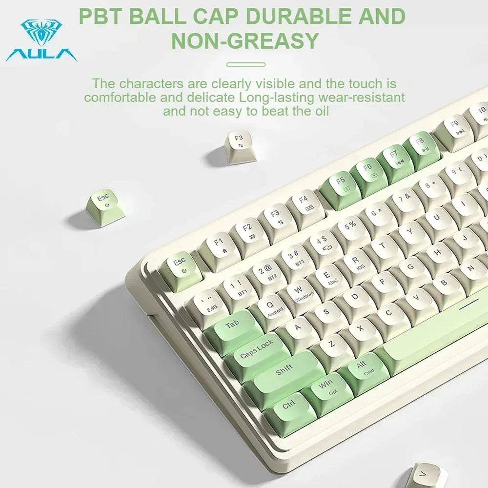 AULA S99 독거미 키보드 Membrane KeyboardWireless Bluetooth Wired Three Mode RGB Gamer Keyboards Office Typing Mute 99 Keys