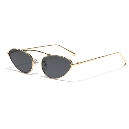Luxury Brand Cat Eye Sunglasses Women 2025 Fashion Unique Small Oval Sun Glasses Trendy Metal Frame Cool Triangle Eyewear UV400