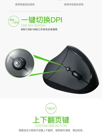 YANFU BNKJ5 Mute Grip Left Hand Wireless 2.4G Mouse Ergonomic Applicable  Snail Bionic Relief Joints Office Dry Battery Version