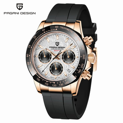PAGANI DESIGN 1664 Luxury Automatic Mechanical Men's Watch VK63 movement AR Sapphire Crystal Rubber 100m Waterproof Men's Watch