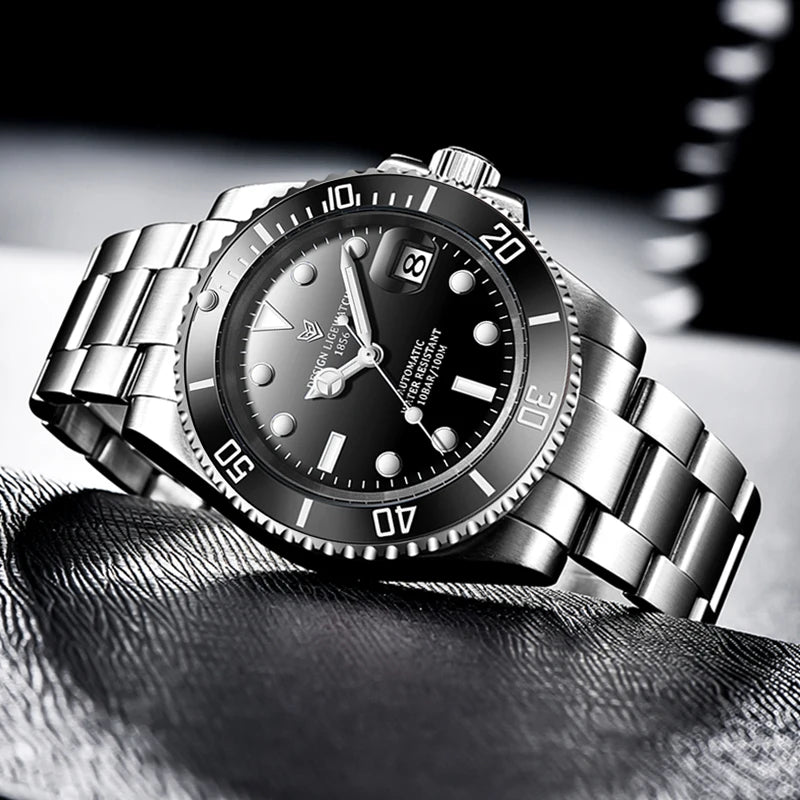 LIGE New Fashion Men's Mechanical Wristwatches Business Watch Men Waterproof Sport Automatic Watch For Men Relogios Masculino