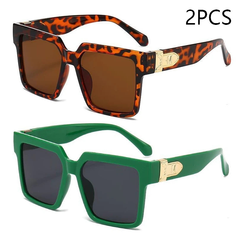 New Luxury Brand Designer Square Oversized Sunglasses Men Women 2024Fashion Thick Frame Glasses Mens UV400 Male Celebrity