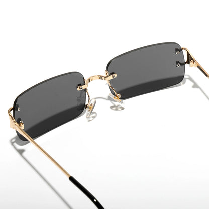 Ruiao 2026 rimless sunglasses UV400 fashion square metal glasses for men women designer man's brand sun shades for outdoor