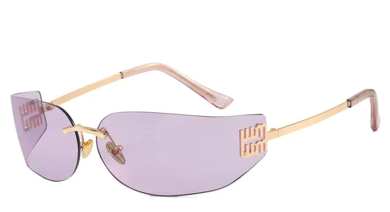 Light Luxury Frameless Curved Metal Sunglasses Personalized Y2k Fashion Women's Sunglasses Outdoor Leisure Vacation Sunglasses