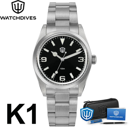 Watchdives WD1016 V3 Watch 37mm VH31 Sweep Quartz Movemet Stainless Steel Watch Waterproof Luminous Sapphire Men Wristwatch