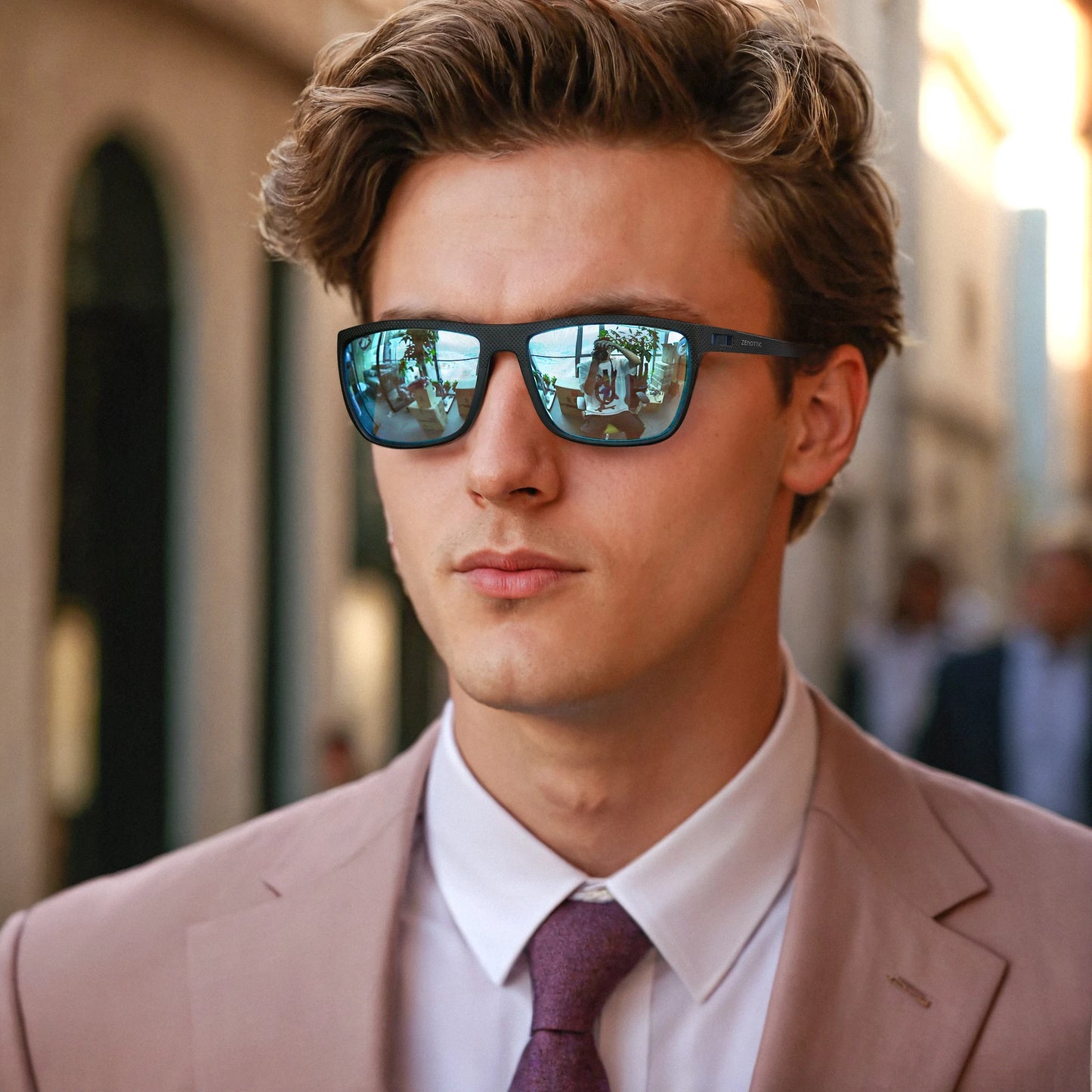 ZENOTTIC Polarized Sunglasses for Men Shades Lightweight TR90 Frame UV400 Protection Square Outdoor Trave Driving Sun Glasses