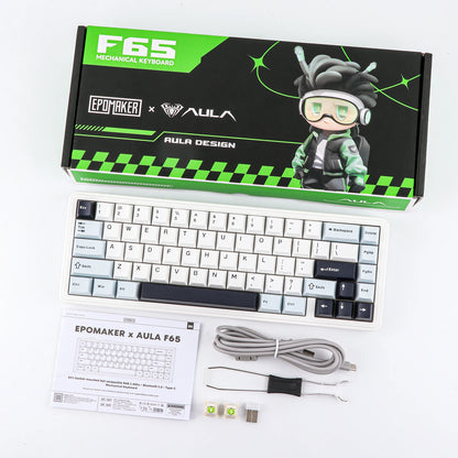 Teclado mecánico EPOMAKER x AULA F65 con distribución 65%, hot-swap, montaje gasket y conexión con cable/Bluetooth/inalámbrica 2.4G para Mac/Win