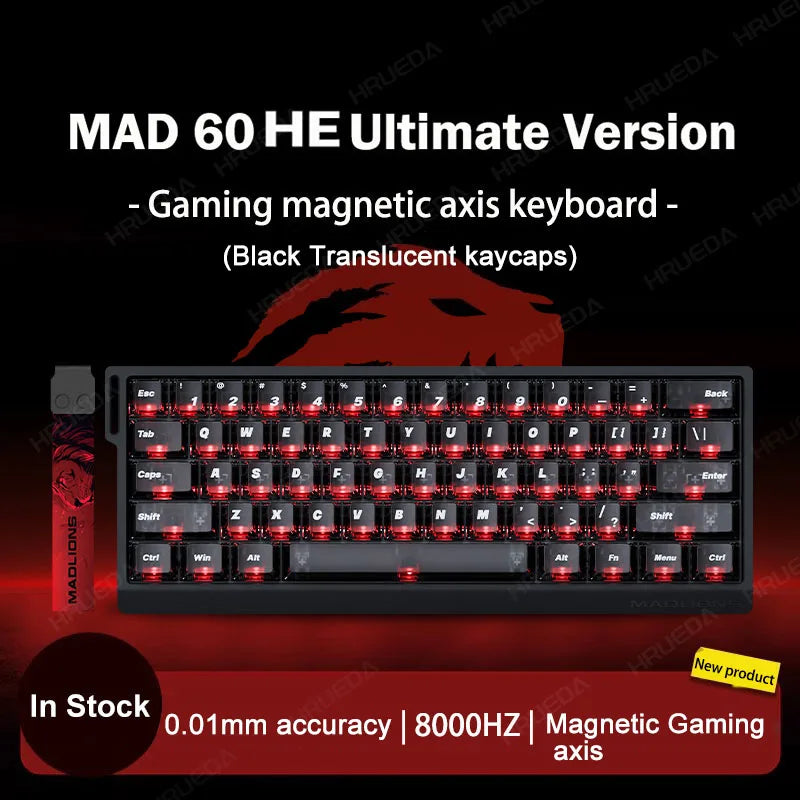 MADLIONS Mad 60he Mad60HE Mad 68HE Teclado mecánico para gaming personalizado con interruptor magnético, cableado, hot swap y tasa de sondeo de 8K