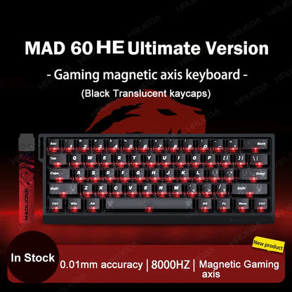 MADLIONS Mad 60he Mad60HE Mad 68HE Teclado mecánico para gaming personalizado con interruptor magnético, cableado, hot swap y tasa de sondeo de 8K