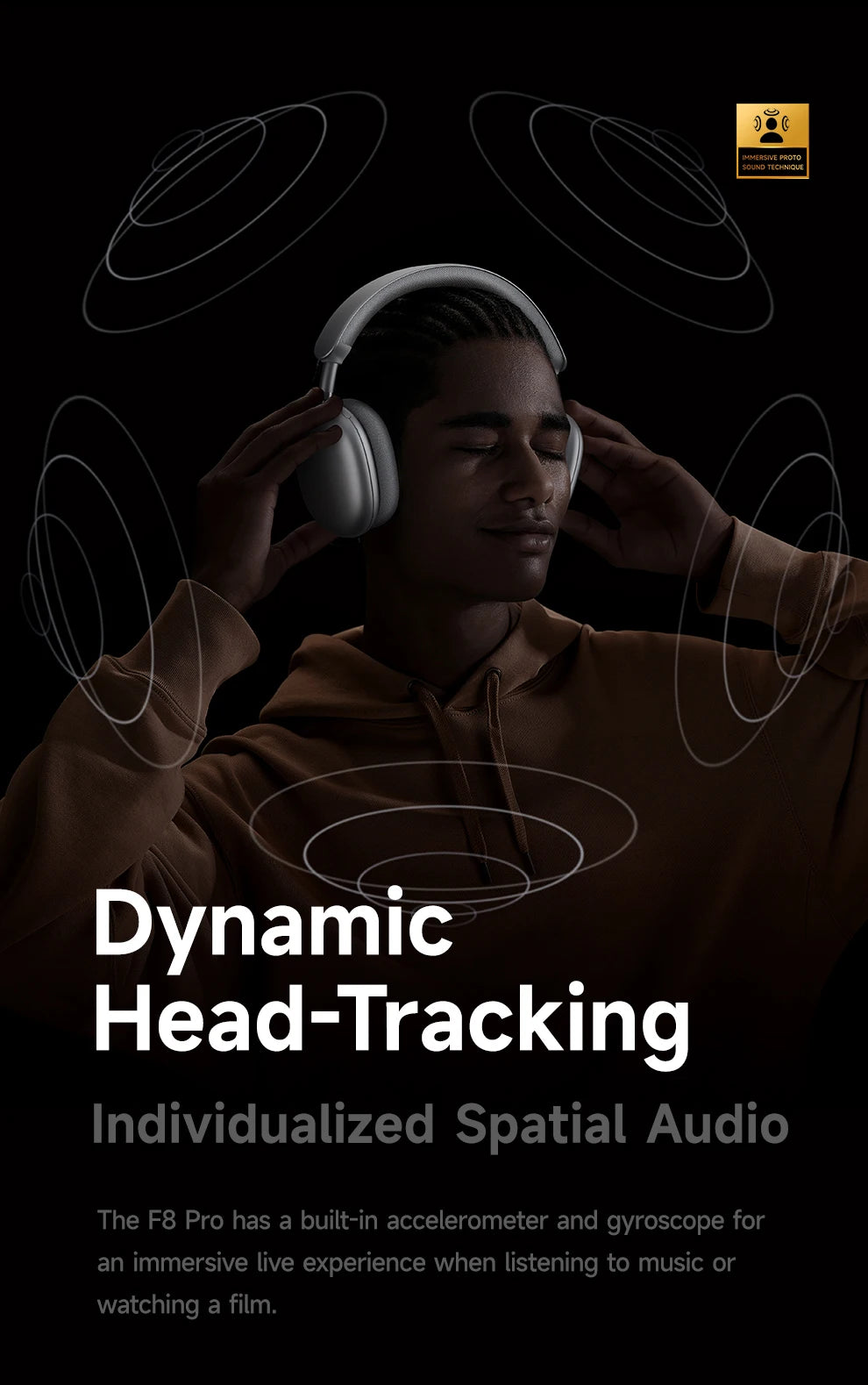 Picun F8 Pro ANC Kabellose Kopfhörer mit Head Tracking, 3D Spatial Audio, -52dB ANC, HIFI Bluetooth-Headset, ENC HD-Mikrofon, niedriger Latenz und App