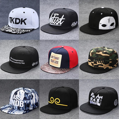 Men's Letter Embroidery All-match Flat Brim Baseball Cap Ladies Summer Hip Hop Hats Outdoor Shade Adjustable Casual Peaked Caps