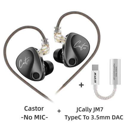 KZ Castor Wired Earbuds HiFi Bass Earphones with Dual Dynamic Drivers, Tunable Balanced Armature In-Ear Headphones, High Resolution Audio Earbuds