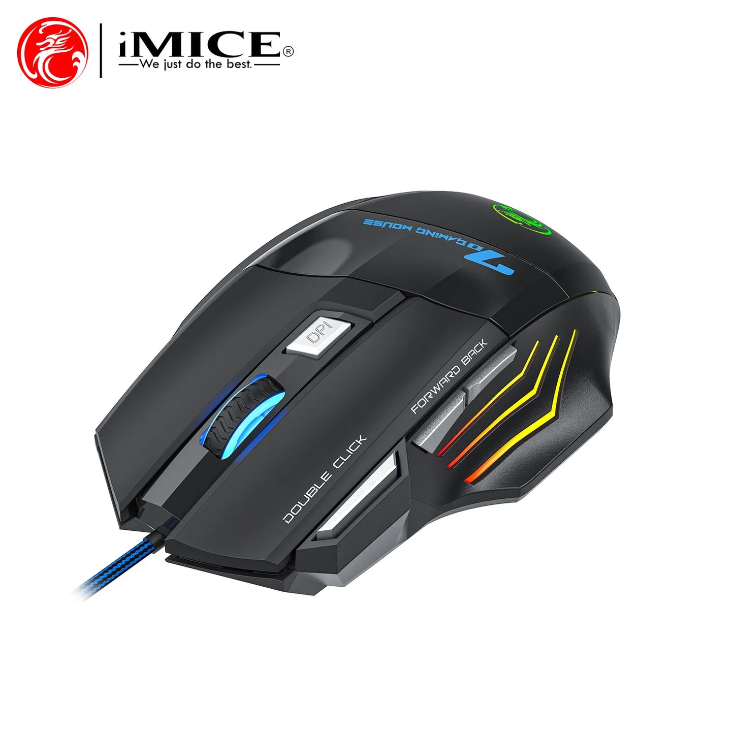Herná myš USB Wired Gaming Mouse so 4 tlačidlami, ergonomická herná myš 2400DPI s RGB podsvietením a vysokopresným optickým senzorom