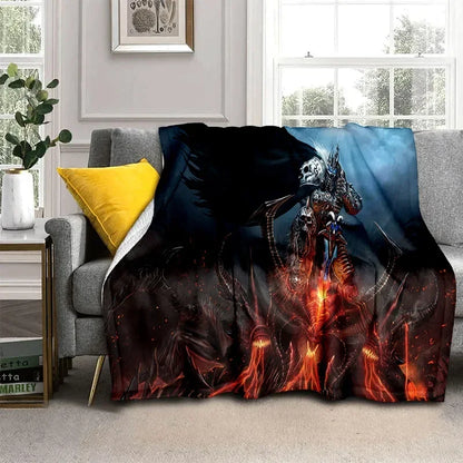3D World of Warcraft Game WOW Lich King DH Blanket,Soft Throw Blanket for Home Bedroom Bed Sofa Picnic Travel Office Cover Kids