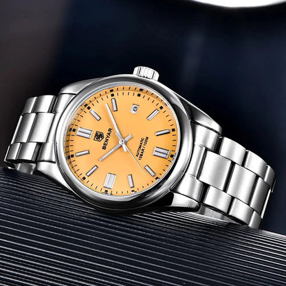 BENYAR 39mm Automatic Mechanical Watch Seagull Movt Men Stainless Steel 100M Waterproof Clock BWG-9 Luminous Reloj Hombre