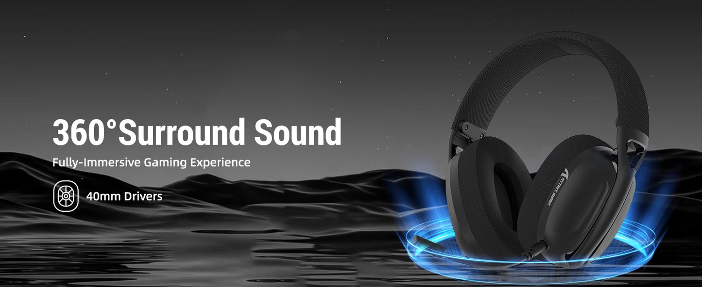 Cuffie gaming ATTACK SHARK L80 ultra leggere 180g – Wireless tri-mode (Bluetooth 5.3 / 2.4G / cablate), audio surround 5.1, driver da 40mm, microfono rimovibile
