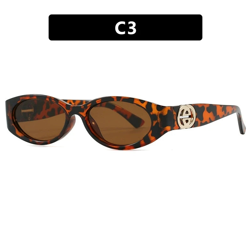 Stylish Small Oval Sunglasses For Women Trendy Design Decoration Fashion Sun Glasses Travelling Hiking Party Women's Shades