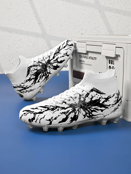 Chaussures de football AG FG pour hommes, tige en PU souple, structure de crampons renforcée, pour adultes, pour les matchs et entraînements de football en plein air sur pelouse.
