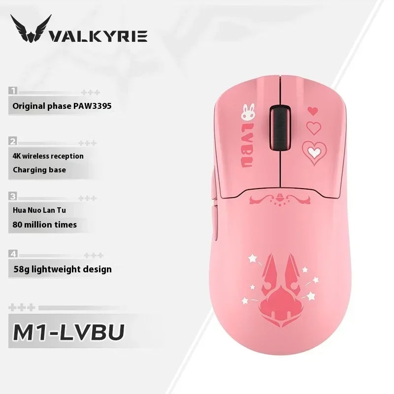 VALKYRIE M1 Wireless Mouse with 4K Wireless Receiver Charger PAW3395 Sensor 26000dpi RGB Wireless Bluetooth Three Mode Mouse