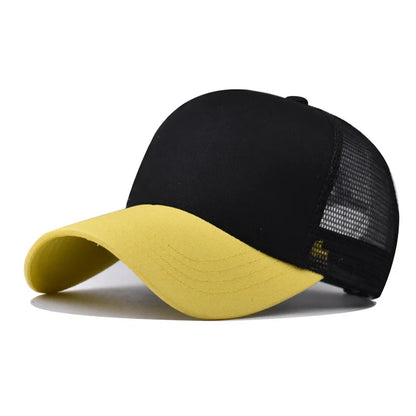 New 5 Pane Mesh Baseball Cap Adult Hip Hop Curved Snapback Hats Summer Sunshade Sun Hat Simple Trucker Cap Advertising